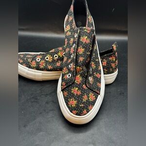 Canvas Slip-on No Lace Sneakers Woman Shoes Memory Foam Blck Polka Dots Rose🌹10